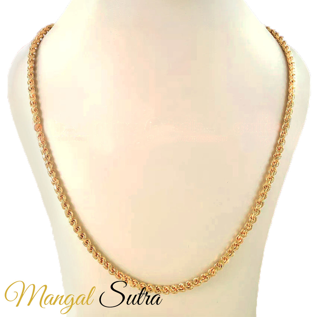 3 Mm Twisted Pure Gold Chain