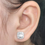 Load image into Gallery viewer, Baguette And Round Emerald Diamond Stud Earrings