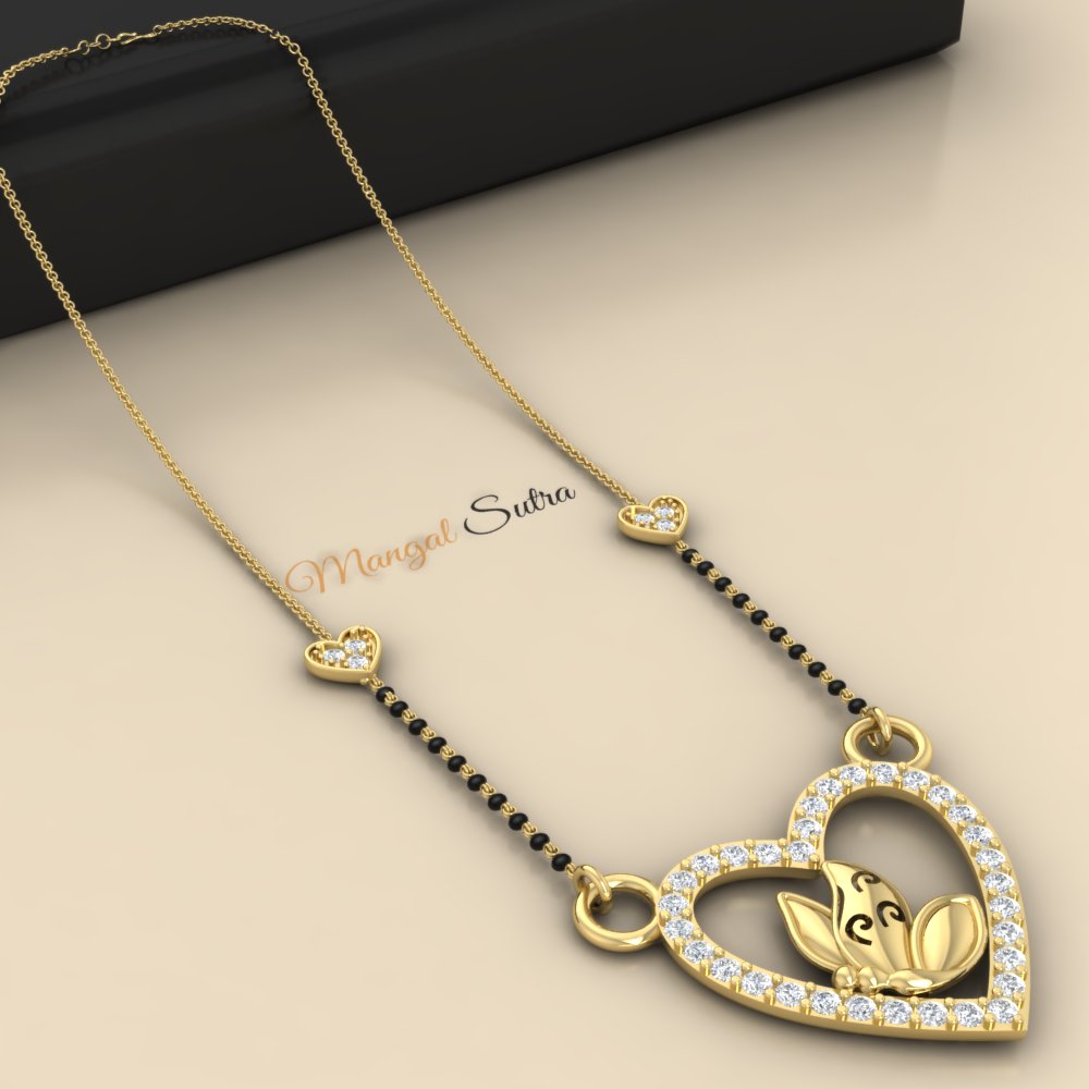 Butterfly Heart Cute Diamond Mangalsutra