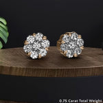 Load image into Gallery viewer, 7 Stone 0.75 Carat Cluster Flower Diamond Earring