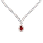 Load image into Gallery viewer, Pear Drop Leaf Diamond Necklace