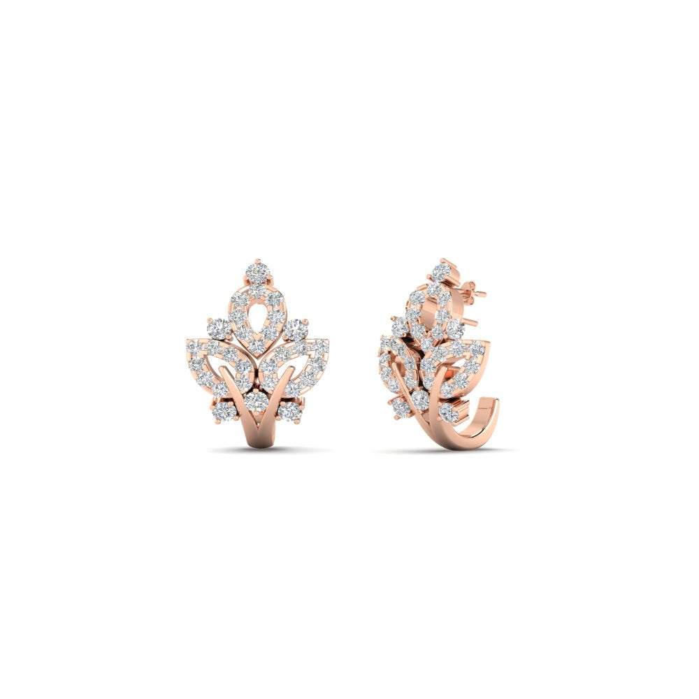 J Hoop Diamond Bali Earrings