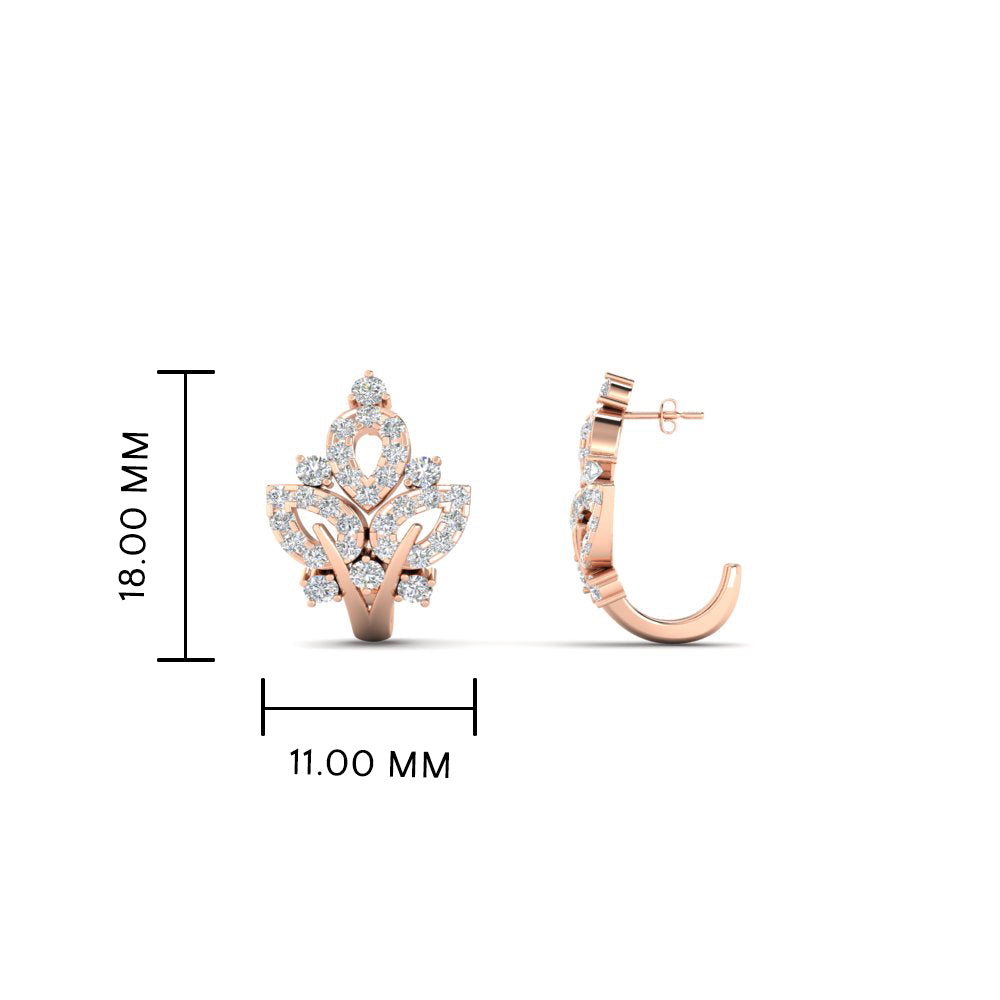 J Hoop Diamond Bali Earrings