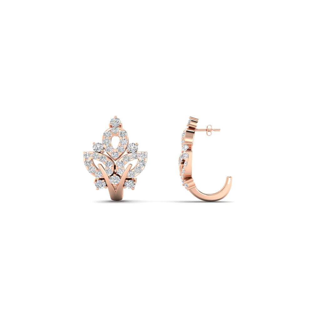 J Hoop Diamond Bali Earrings