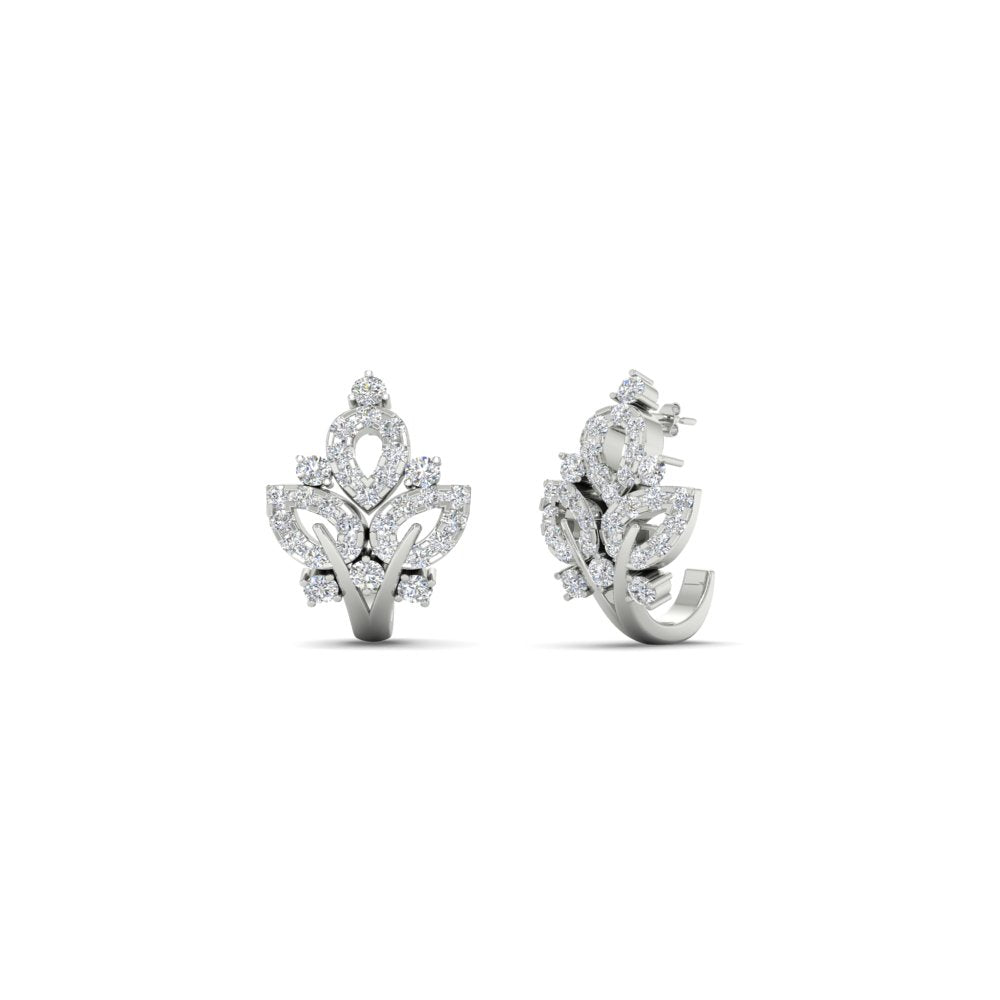 J Hoop Diamond Bali Earrings