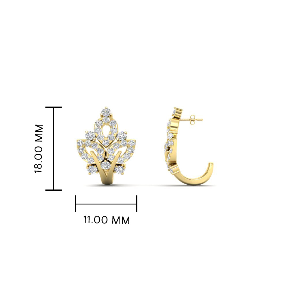 J Hoop Diamond Bali Earrings