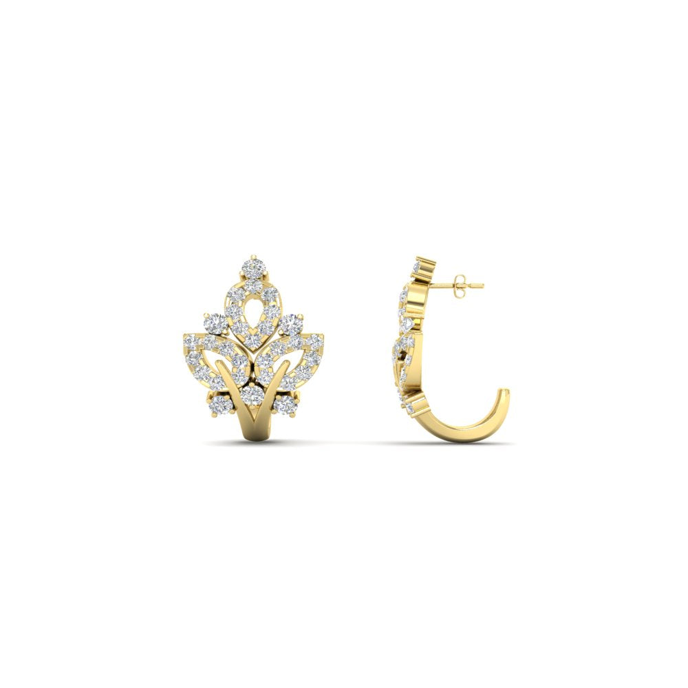 J Hoop Diamond Bali Earrings
