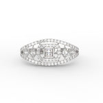 Load image into Gallery viewer, Emerald Cut Halo Cluster Wide Band Ring