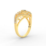 Load image into Gallery viewer, Emerald Cut Halo Cluster Wide Band Ring