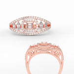 Load image into Gallery viewer, Emerald Cut Halo Cluster Wide Band Ring