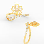 Load image into Gallery viewer, Delicate Flower Real Diamond Engagement Ring