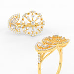 Load image into Gallery viewer, Flower And Leaf Wide Diamond Ring