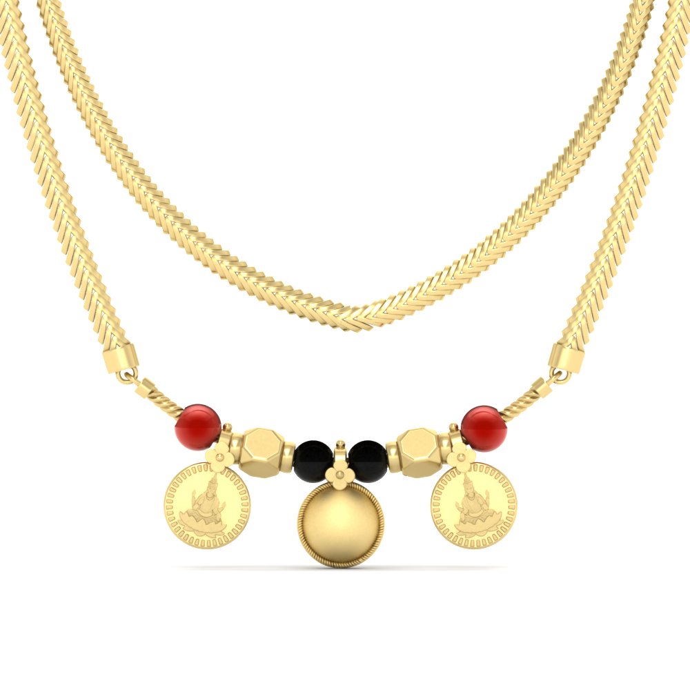 Wati Black & Orange Mani Laxmi Coin Mangalyam Necklace