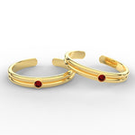 Load image into Gallery viewer, double-line-ruby-toe-rings-in-yellow-gold-mgs11433grudrsleep-nl-wg