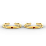 Load image into Gallery viewer, double-line-ruby-toe-rings-in-yellow-gold-mgs11433grudrangle1-nl-wg