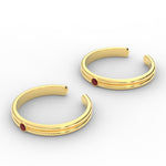 Load image into Gallery viewer, double-line-ruby-toe-rings-in-yellow-gold-mgs11433grudrangle2-nl-wg