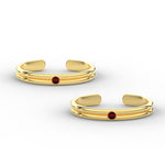 Load image into Gallery viewer, double-line-ruby-toe-rings-in-yellow-gold-mgs11433grudrangle3-nl-wg