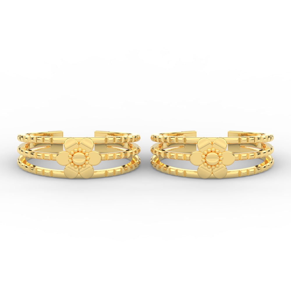 Flower Gold Toe Ring