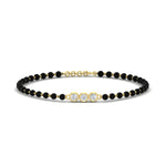Load image into Gallery viewer, 3 Stone Round Diamond Black Beaded Baby Bracelet (1Pc)