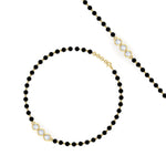 Load image into Gallery viewer, 3 Stone Round Diamond Black Beaded Baby Bracelet (1Pc)