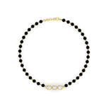 Load image into Gallery viewer, 3 Stone Round Diamond Black Beaded Baby Bracelet (1Pc)