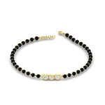 Load image into Gallery viewer, 3 Stone Round Diamond Black Beaded Baby Bracelet (1Pc)