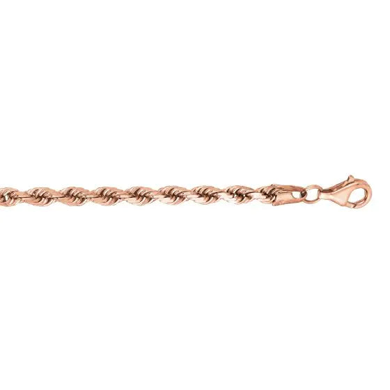 14K Gold 4mm Diamond Cut Royal Rope Chain Necklace