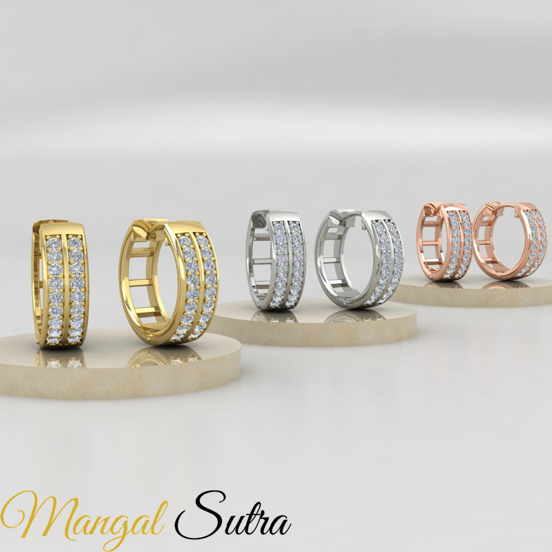 Two Row Diamond Hoops Earring