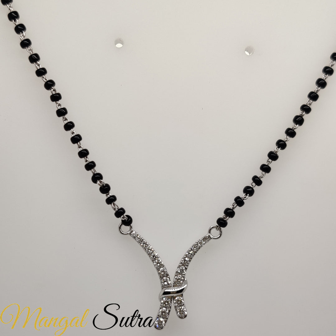 V Shaped Graduated Diamond Mangalsutra