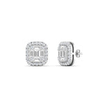Load image into Gallery viewer, Baguette And Round Emerald Diamond Stud Earrings
