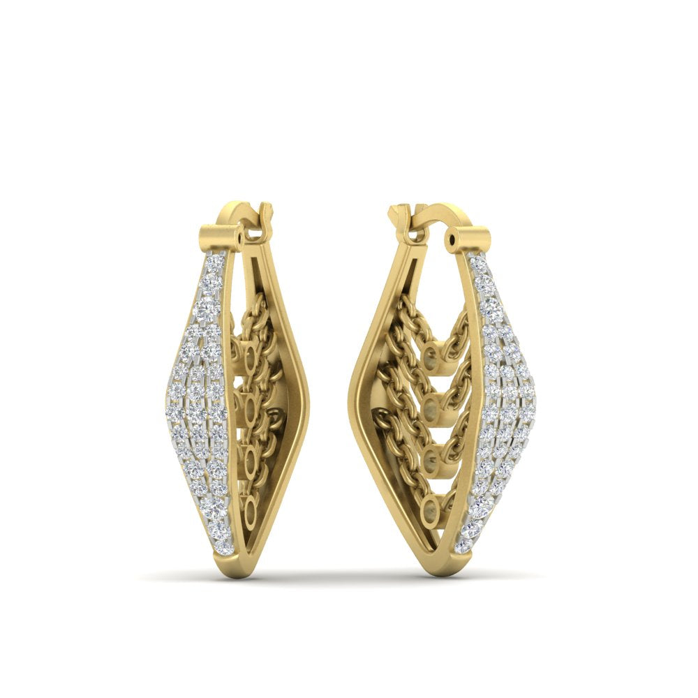 Beautiful Diamond Hoop Earrings With Chains