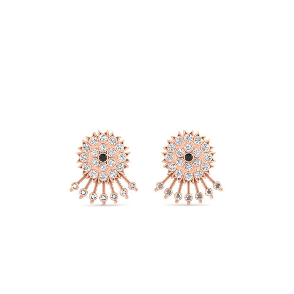 Diamond And Gold Impon Stud Earring