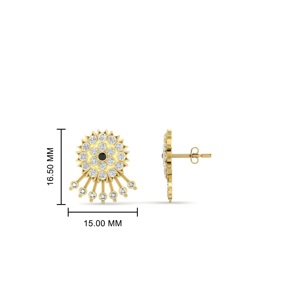 Diamond And Gold Impon Stud Earring