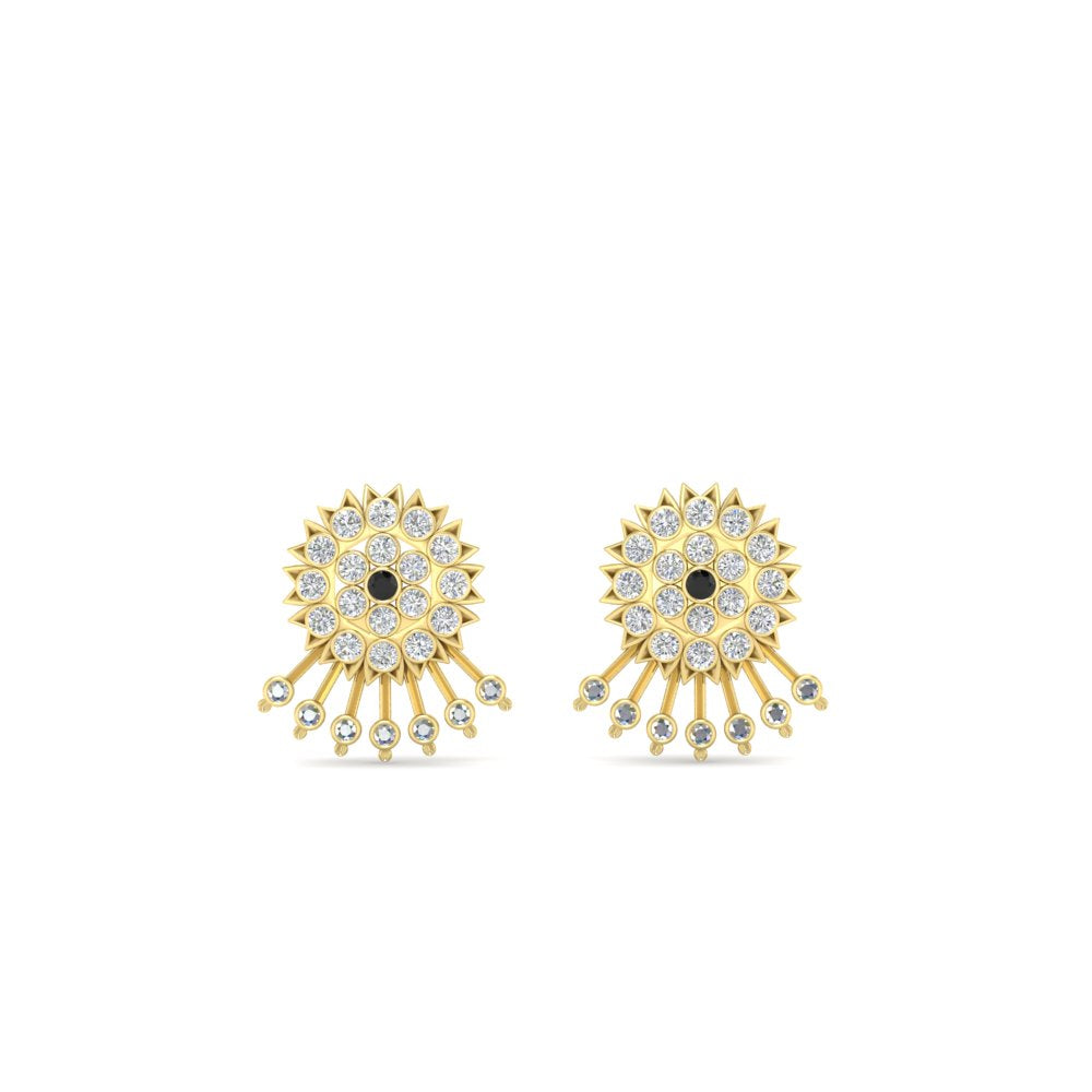 Diamond And Gold Impon Stud Earring