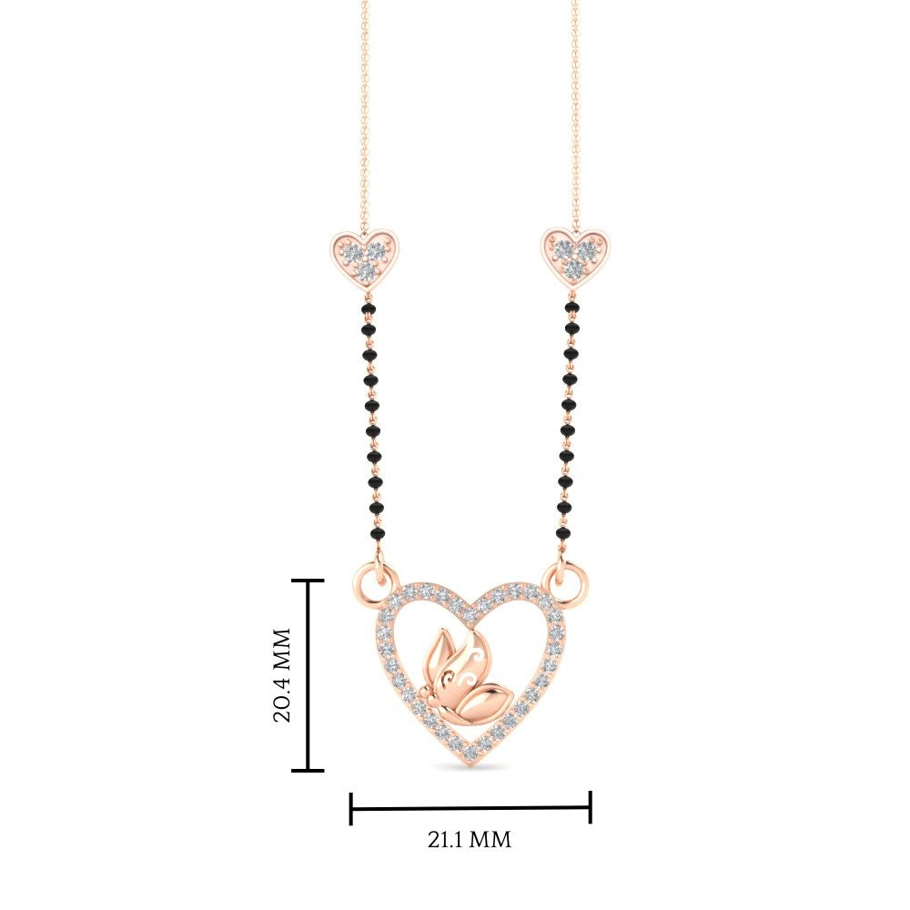 Butterfly Heart Cute Diamond Mangalsutra