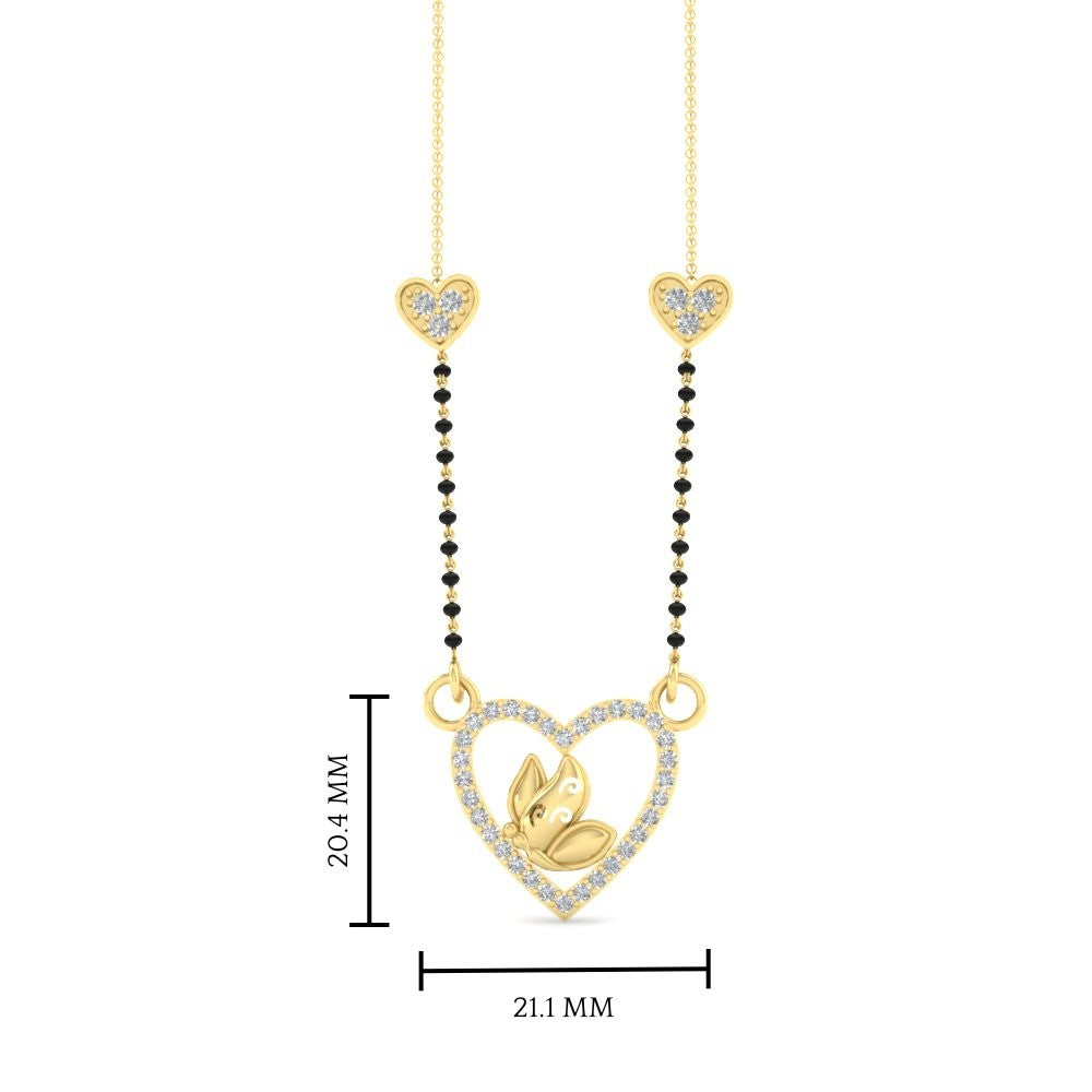 Butterfly Heart Cute Diamond Mangalsutra