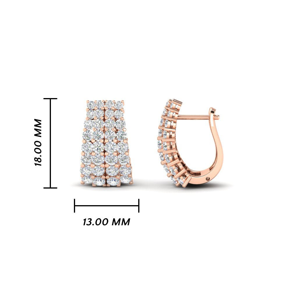 Classic Four Rows Diamond Hoops Earrings