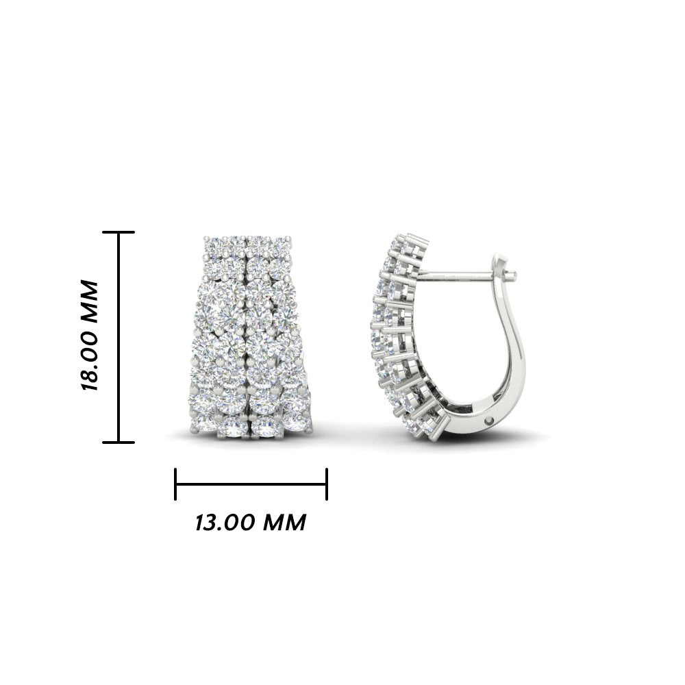 Classic Four Rows Diamond Hoops Earrings