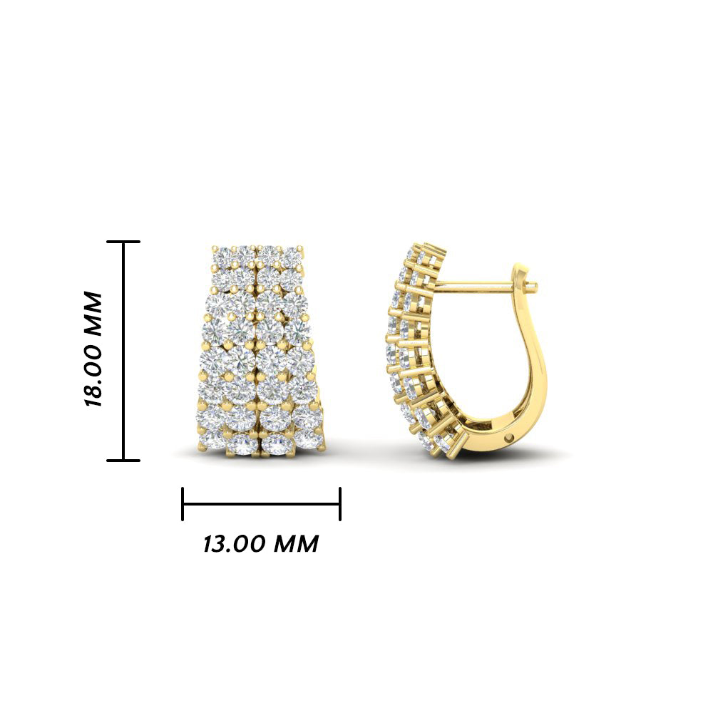 Classic Four Rows Diamond Hoops Earrings