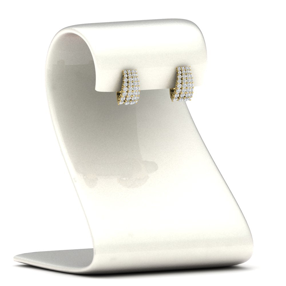 Classic Four Rows Diamond Hoops Earrings