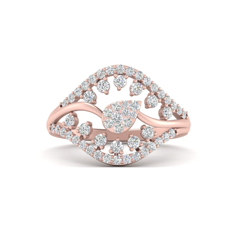 Cluster Set Open Real Diamond Ring