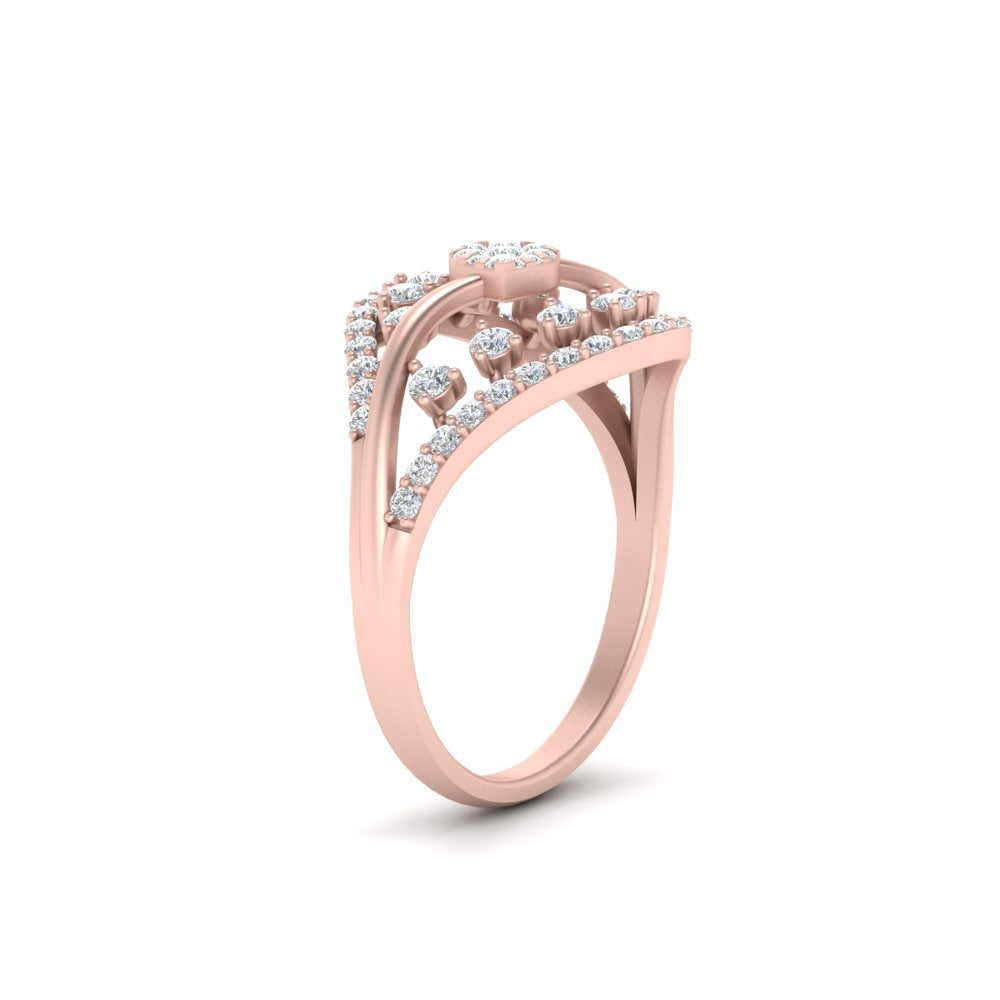 Cluster Set Open Real Diamond Ring