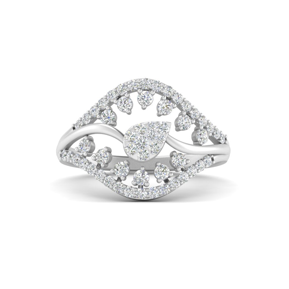 Cluster Set Open Real Diamond Ring