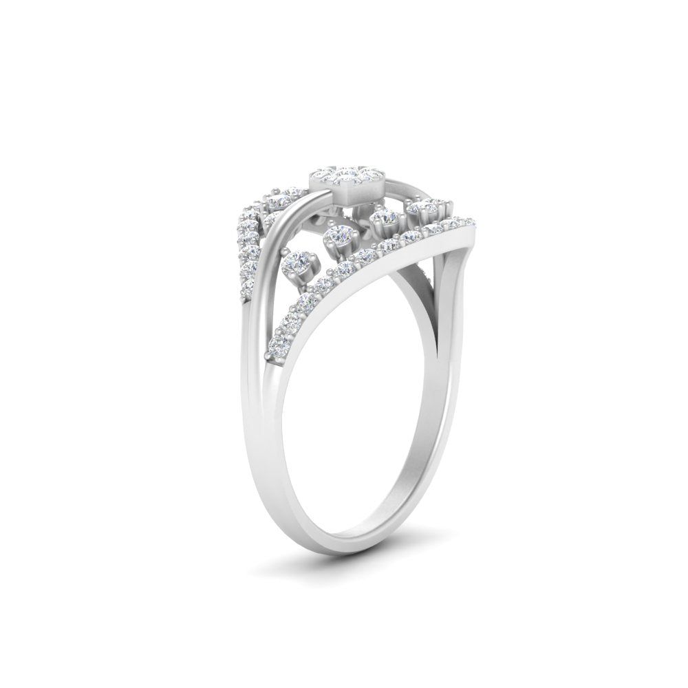 Cluster Set Open Real Diamond Ring