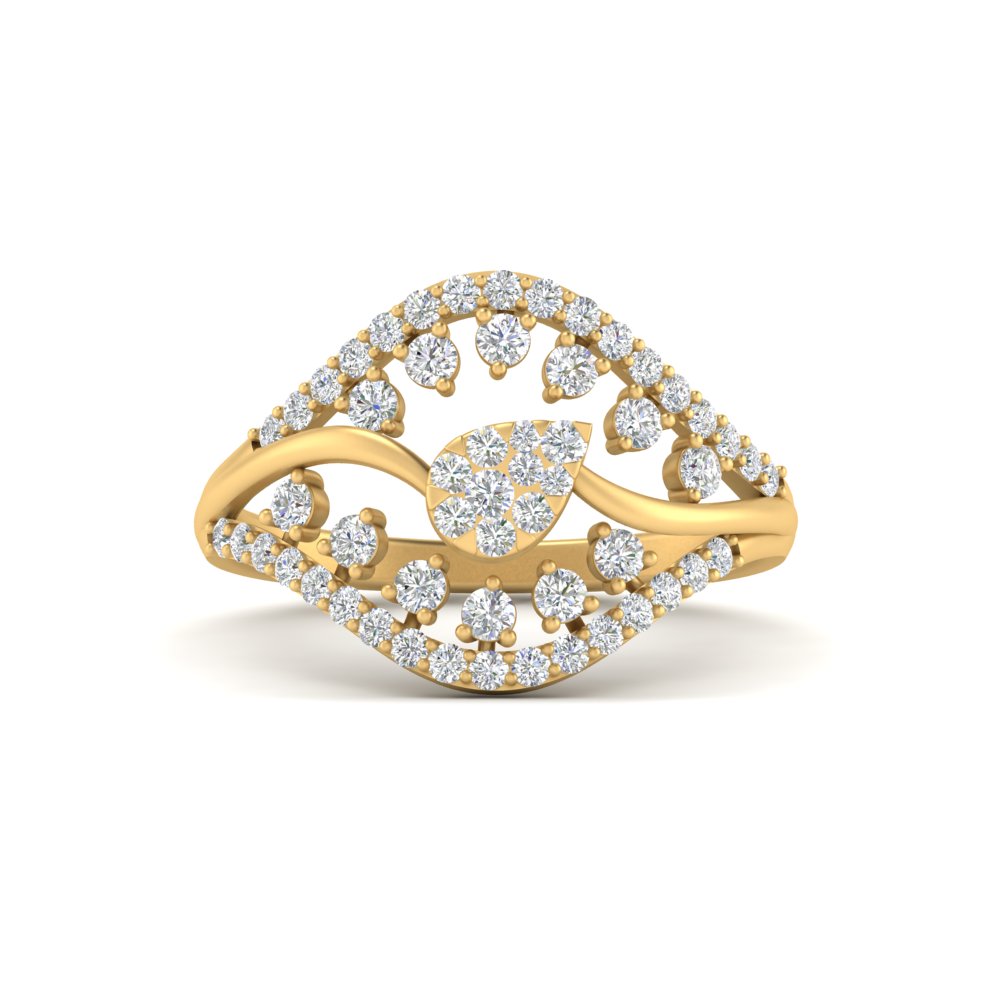 Cluster Set Open Real Diamond Ring