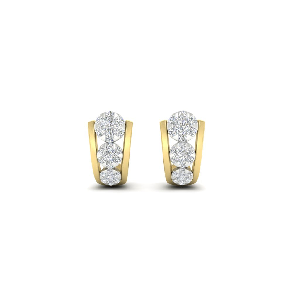 Cute J Hoop Diamond Bali Earrings