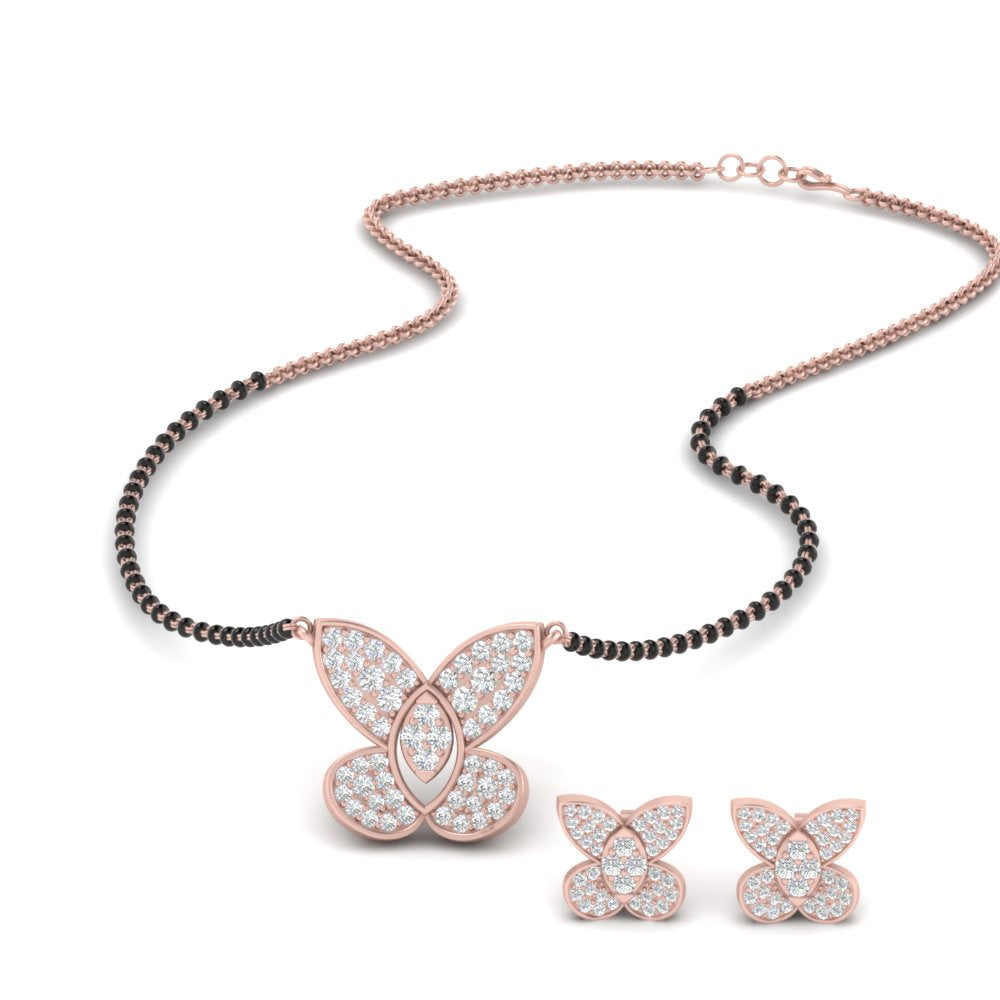 Cute Butterfly Mangalsutra And Earring Set