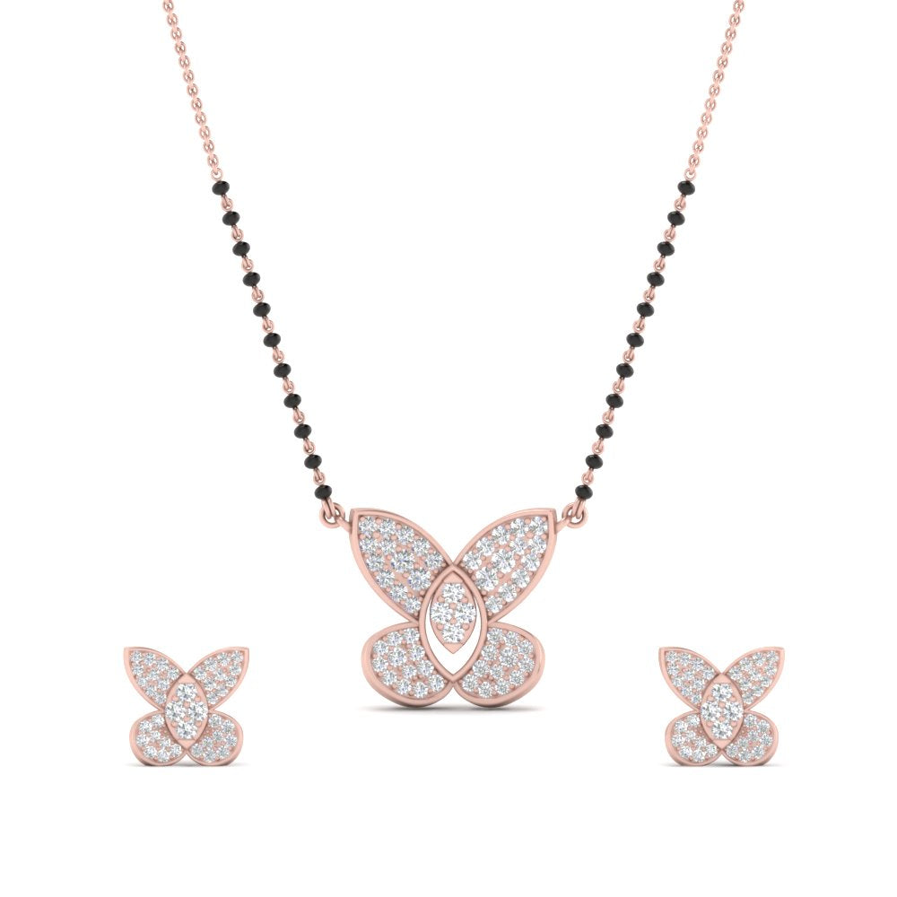 Cute Butterfly Mangalsutra And Earring Set