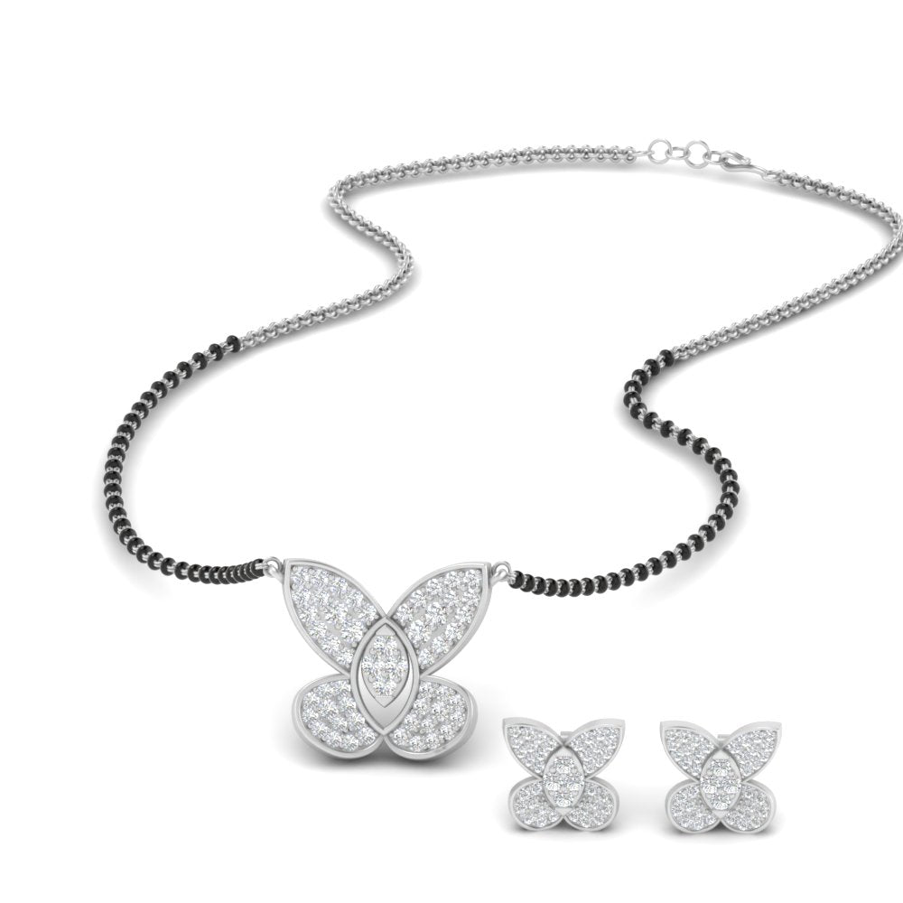 Cute Butterfly Mangalsutra And Earring Set