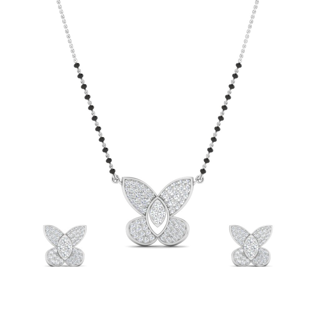 Cute Butterfly Mangalsutra And Earring Set